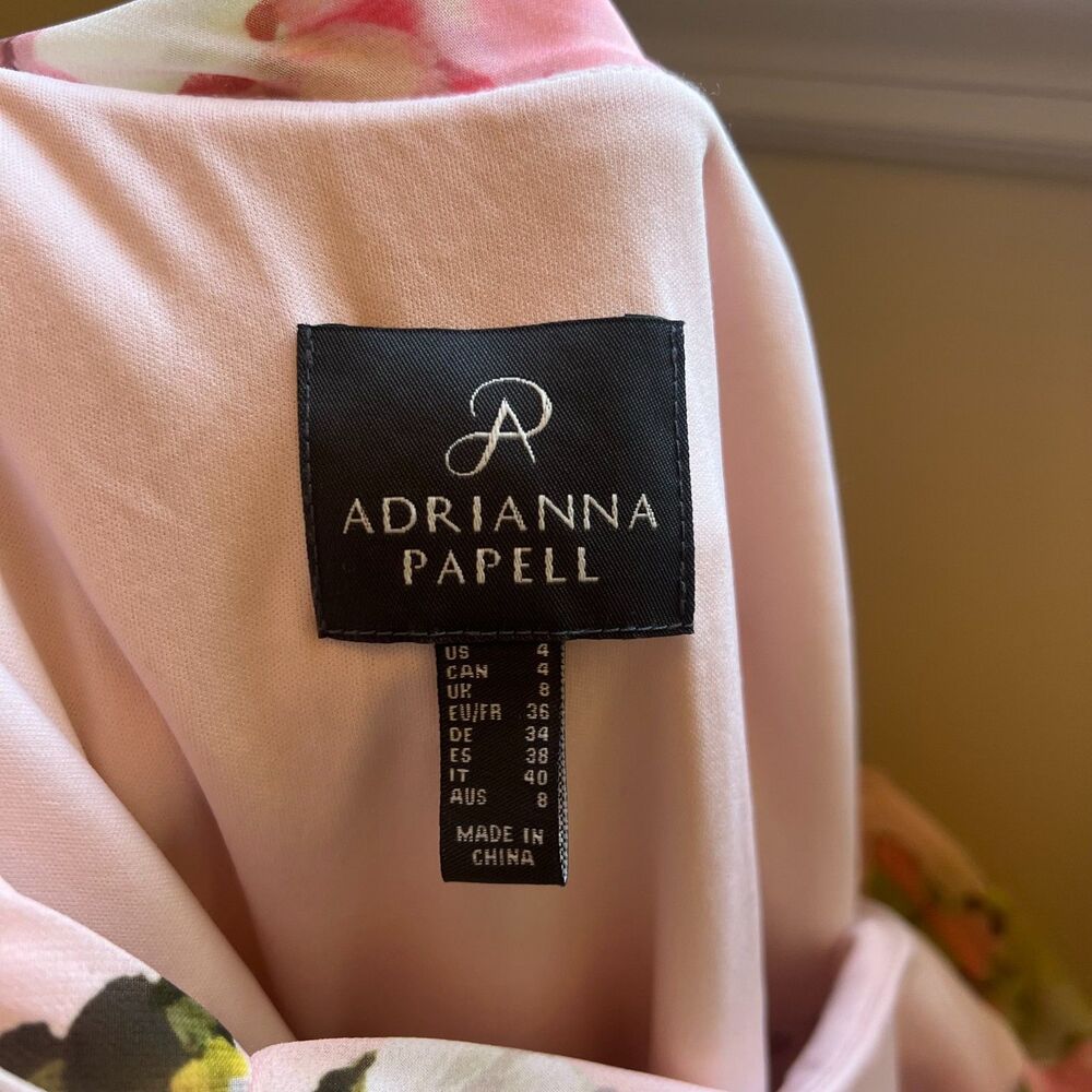 Adrianna Papell Pink Flower Chiffon Dress Floor Length size 4 - Picture 4 of 5
